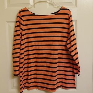 OLD NAVY Coral and navy striped LS shirt